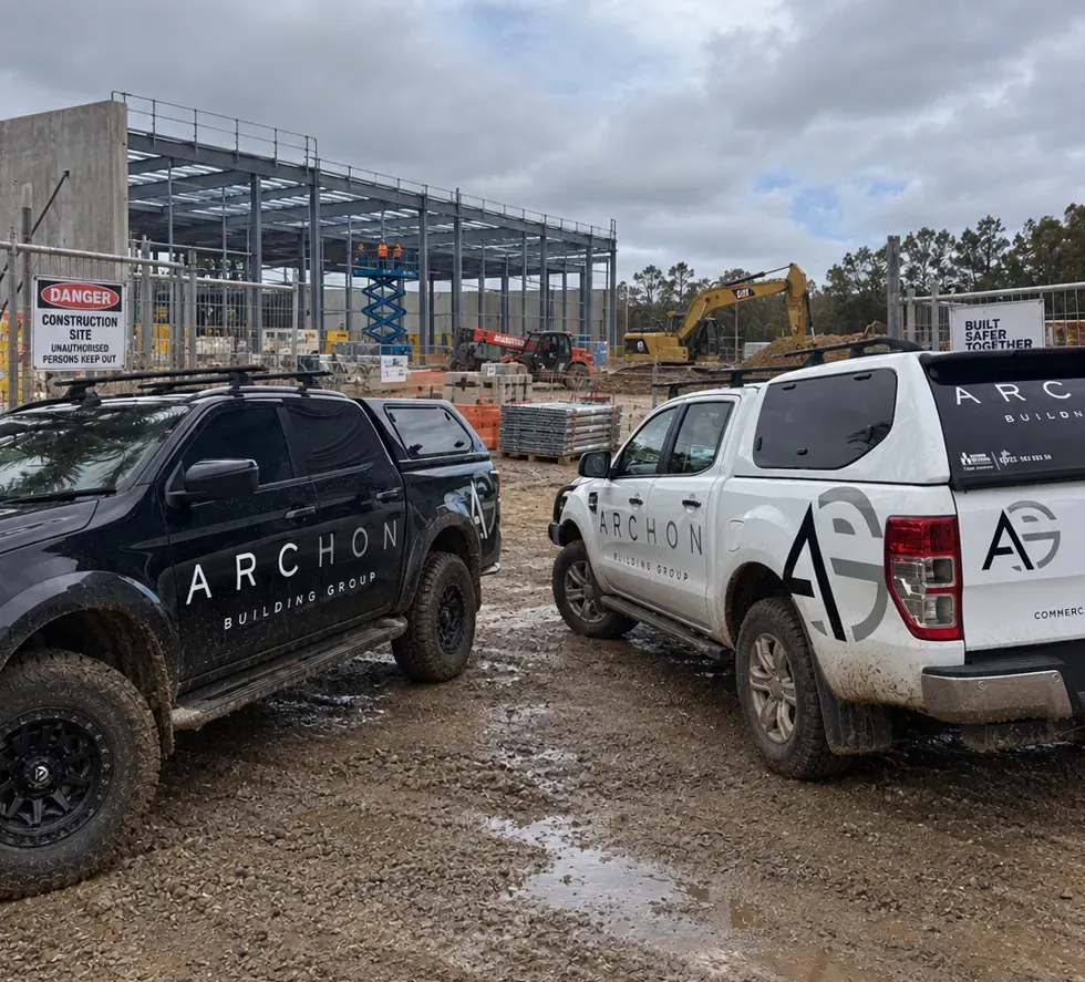 Archon vehicles on a construction site