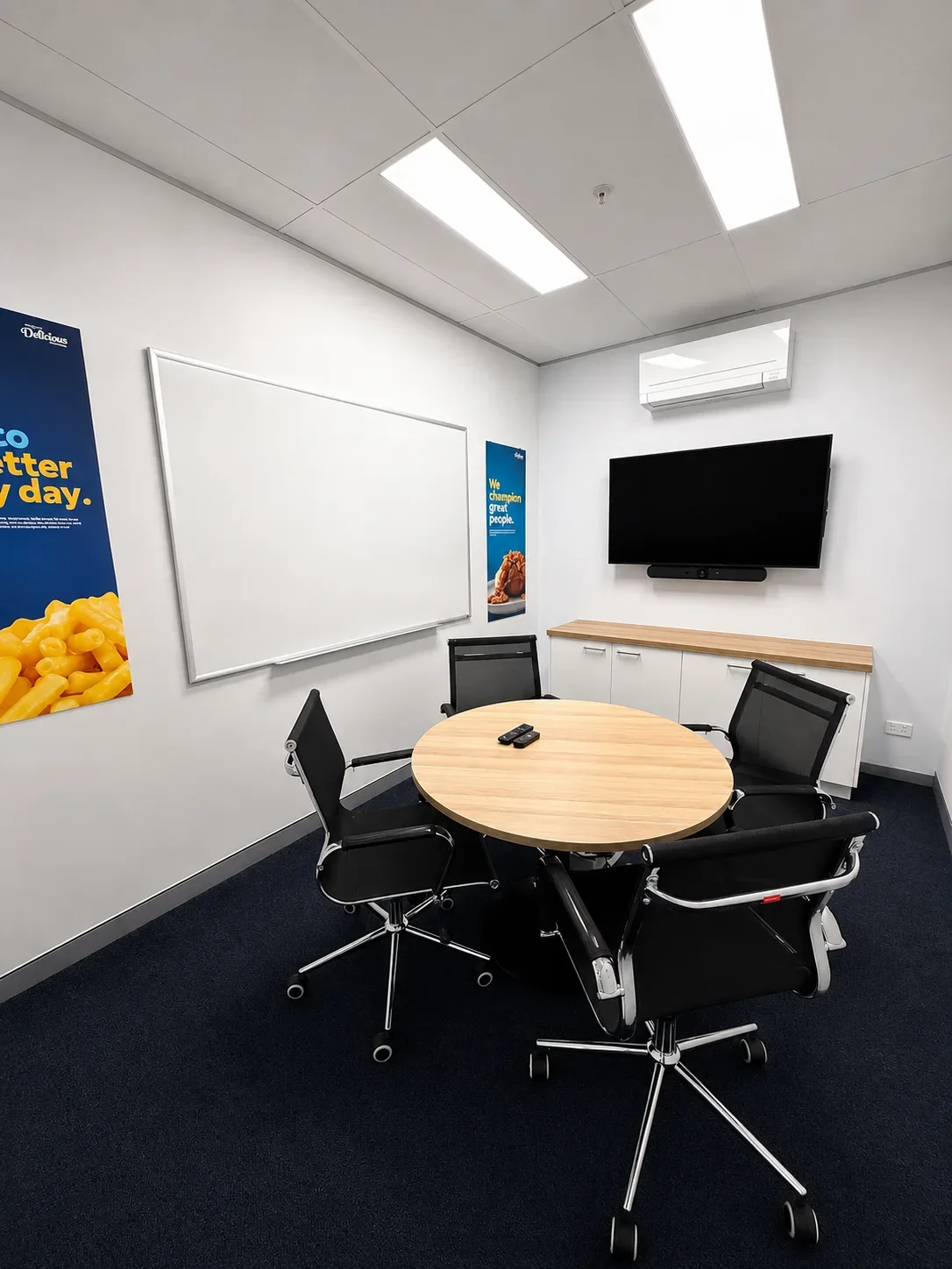 Meeting room with joinery bench and screen