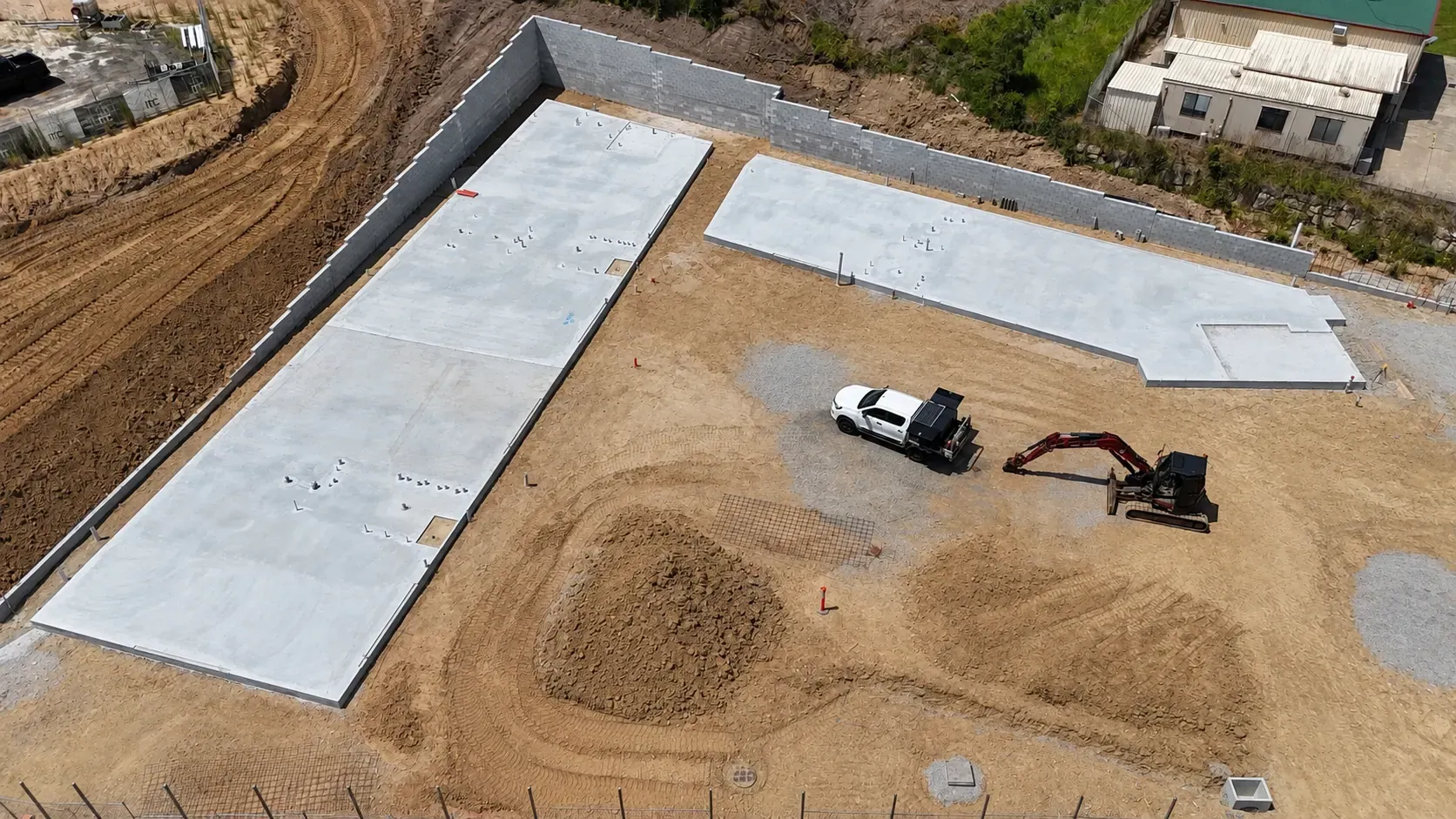 Concrete slab and site works
